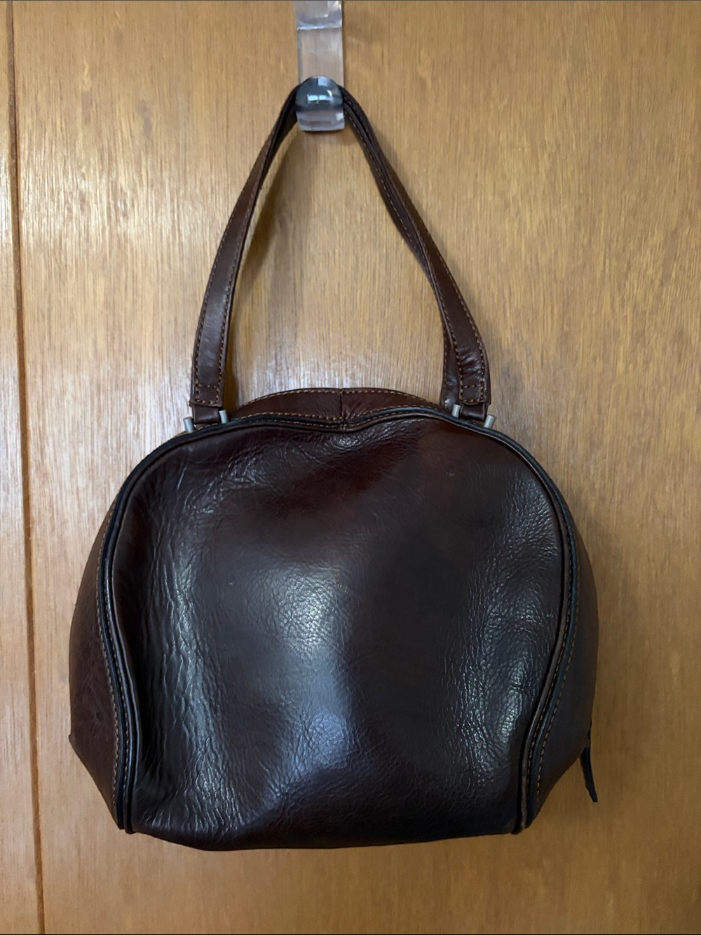 Kenneth Cole New York Dark Brown Leather Dome Satchel